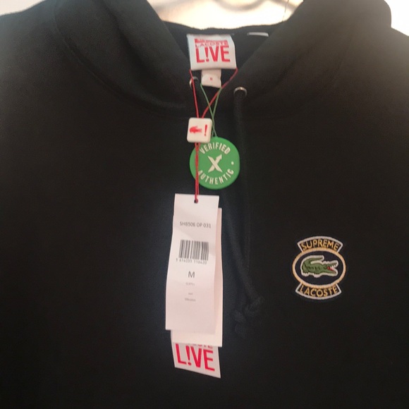 (Sold 220)Supreme LACOSTE hoodie black - Picture 2 of 3